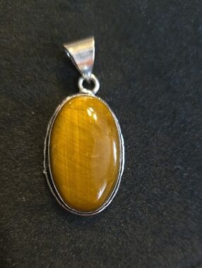 Sterling Silver Tiger's Eye Gemstone Pendant Charm